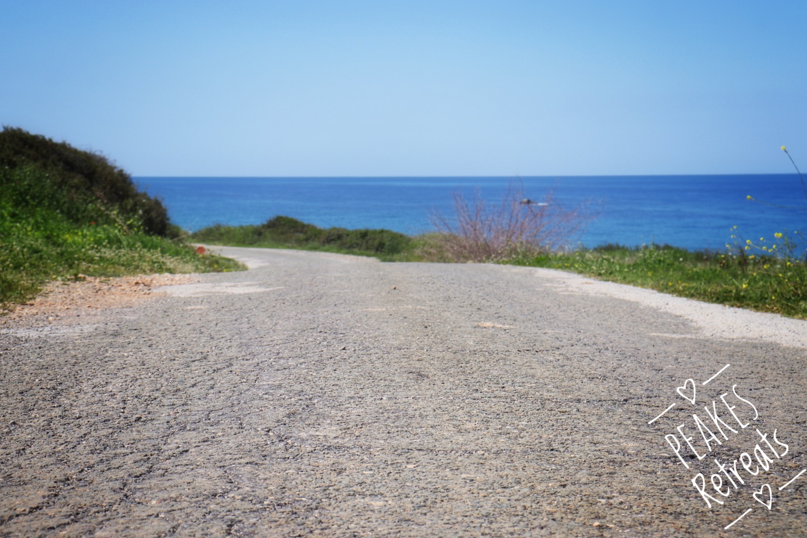 Old coast road, North Cyprus. Blue sea