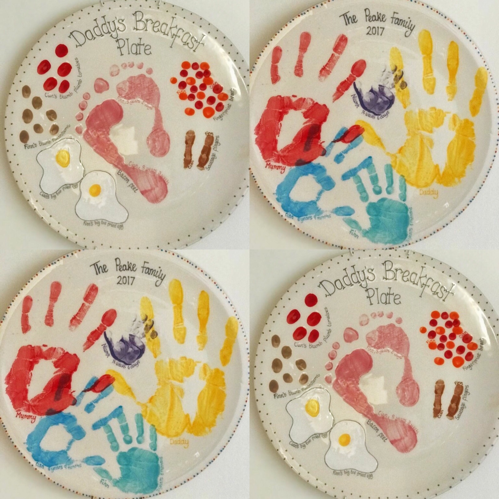 Hand and footprint painted plates