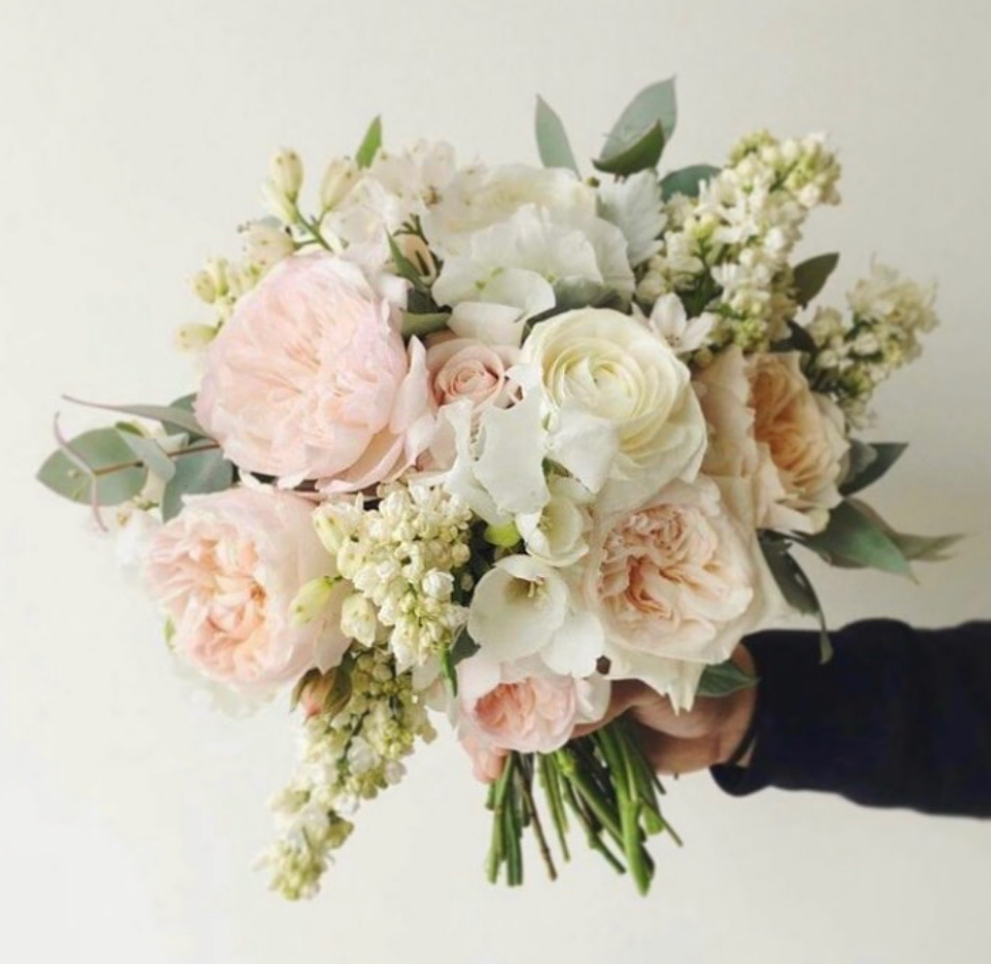 beautiful fresh flowers pink peonies and white roses