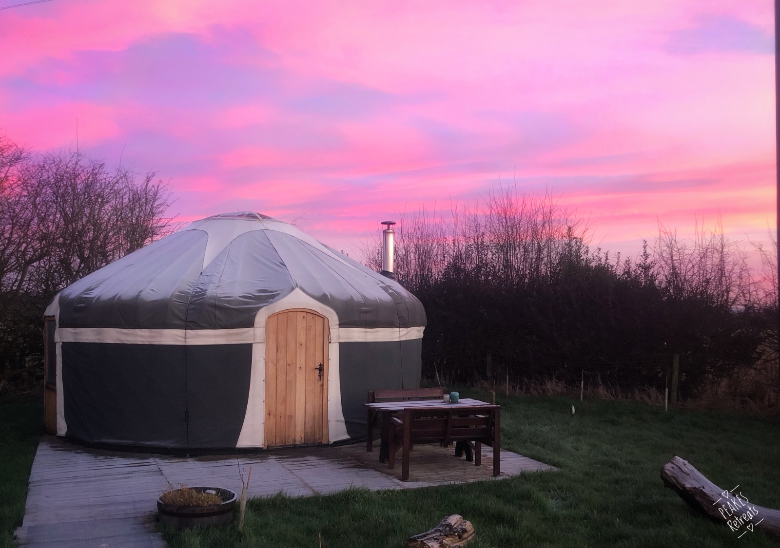 Sunrise over yurt