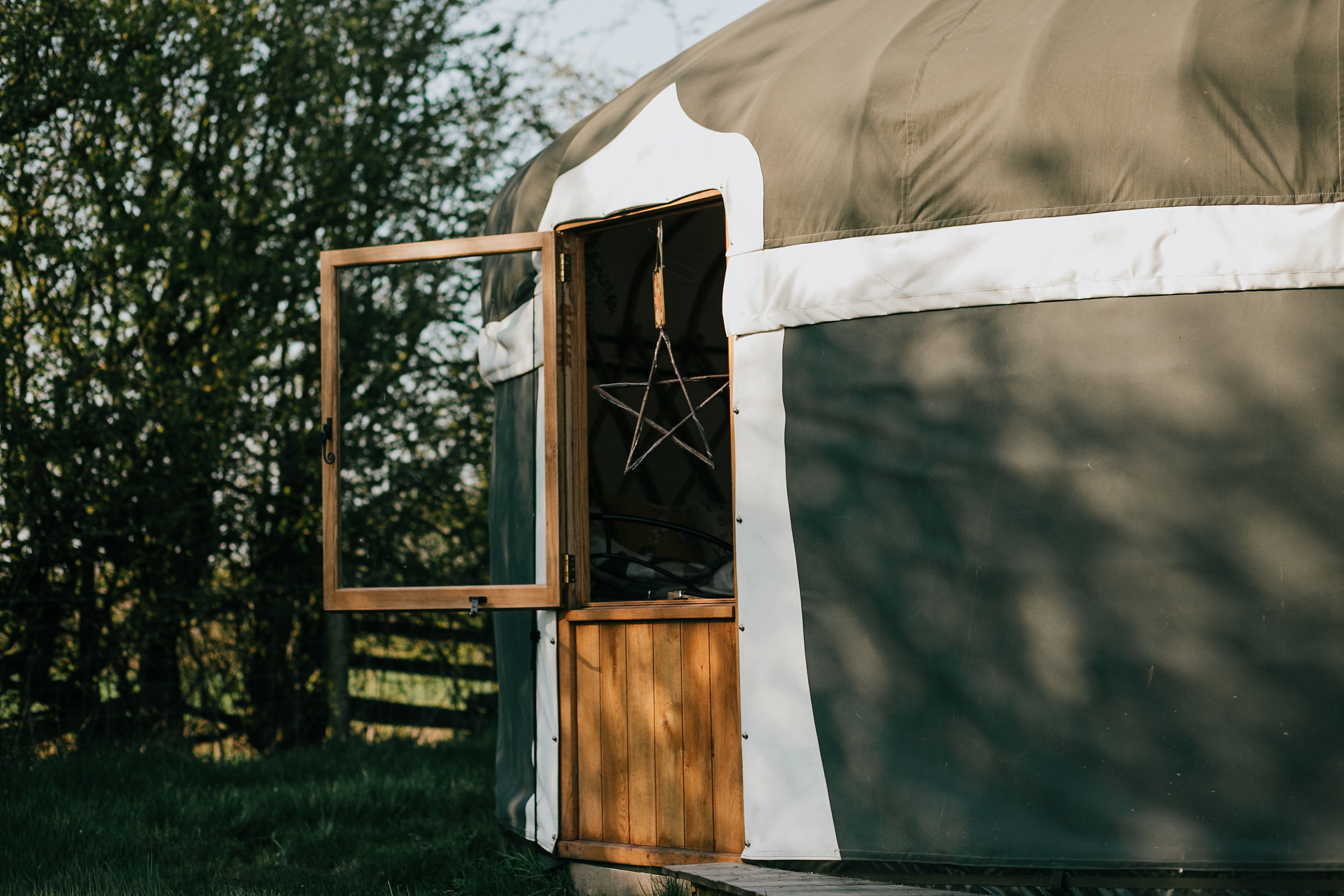 Milnes corner yurt in a picturesque corner of our glampsite, surrounded by nature